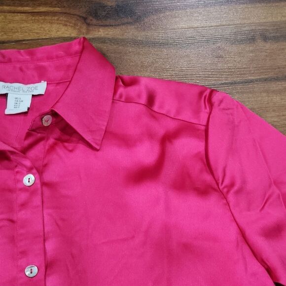 🔸️NWT Rachel Zoe Fuchsia Buttoned Long Sleeve Top Small - Picture 7 of 12
